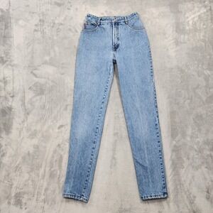 Vintage Bongo Jeans Womens 5 Juniors Blue High Rise Mom Tapered 90s USA Denim